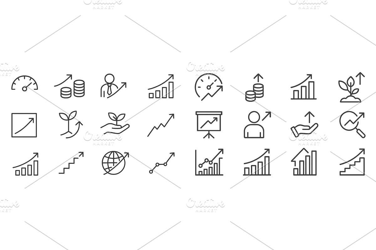 Vector icons illustrating growth, a Finance Illustration by ZinetroN
