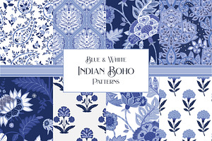 Boho Indian Blue White Patterns