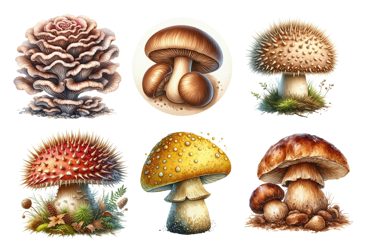 Edible Mushrooms Sublimation Clipart, an Illustration by SinaCreation (Photo 3 of 5)
