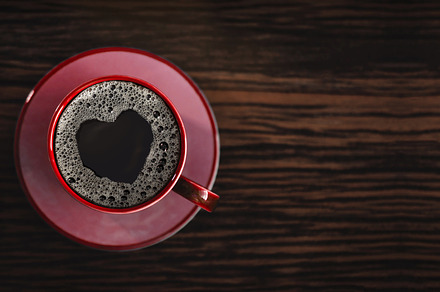 Love and Valentines Day Concept. Hot Black Espresso Coffee Cup o, a Food & Drink Photo by salmon.black