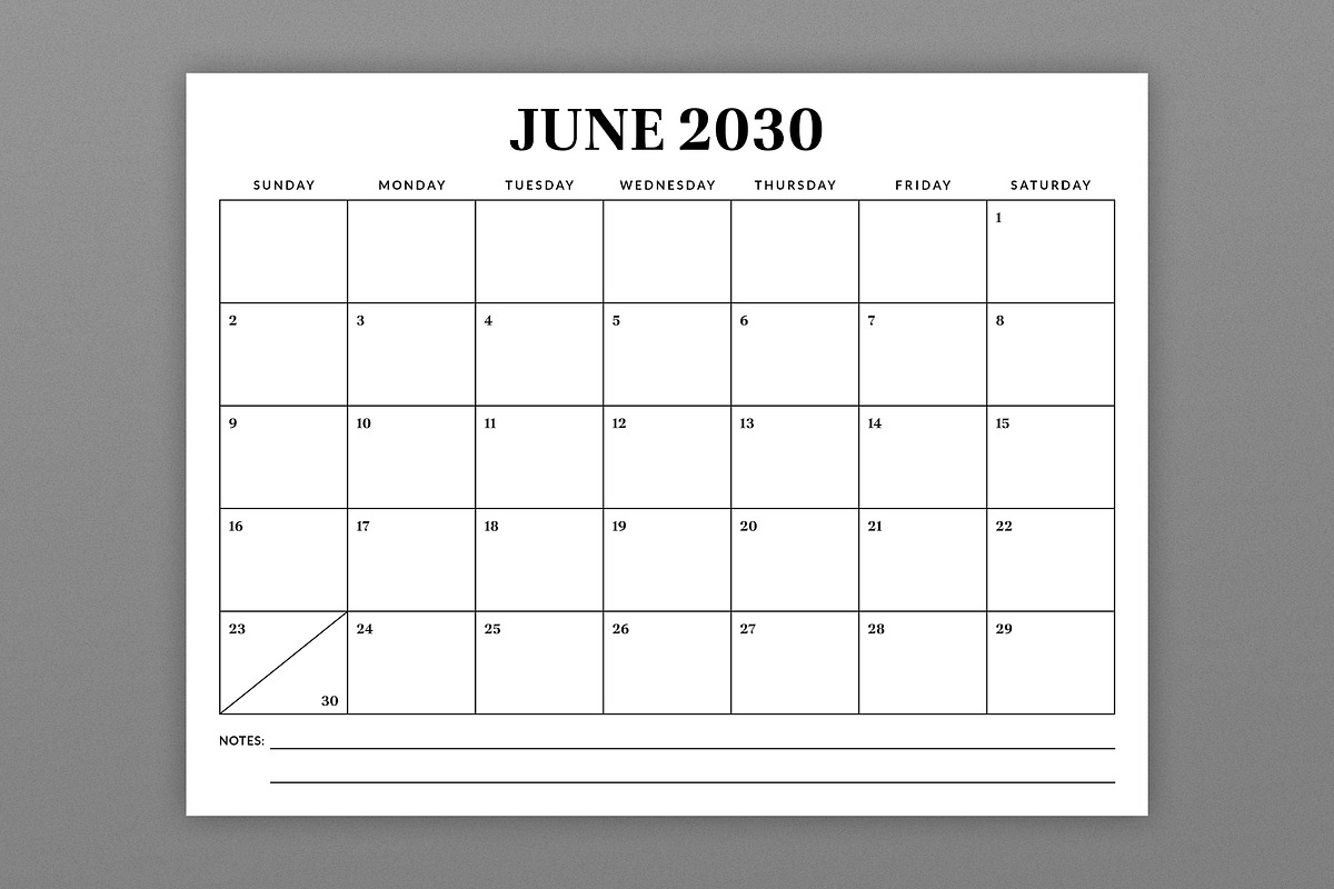 2030 8.5 x 11 Inch Calendar Template, a Stationery Template by Running With Foxes (Photo 3 of 5)