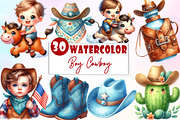 Baby Boy Cowboy Clipart, an Illustration by Watercolor design (Thumbnail 1 of 5)