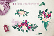 Burgundy and Cream Watercolor Tulips, an Illustration by WBS Design (Thumbnail 3 of 6)