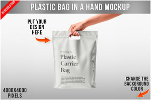 Plastic Bag in a Hand Mockup PSD, a Packaging Mockup by Bruno's Shop