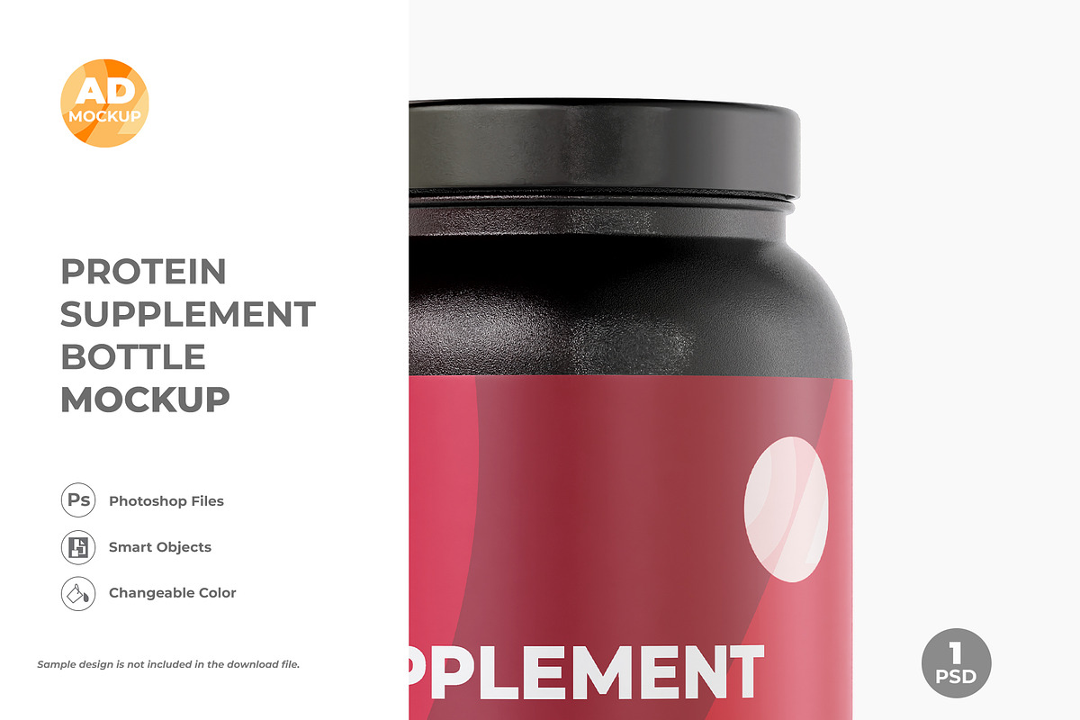 Protein Jar Bottle Mockup (1PSD), a Packaging Mockup by Adstart (Photo 4 of 5)