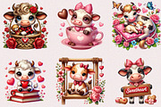 Valentine Cute Cows Clipart Bundle, a Seasonal Illustration by Craft Nest (Thumbnail 2 of 5)