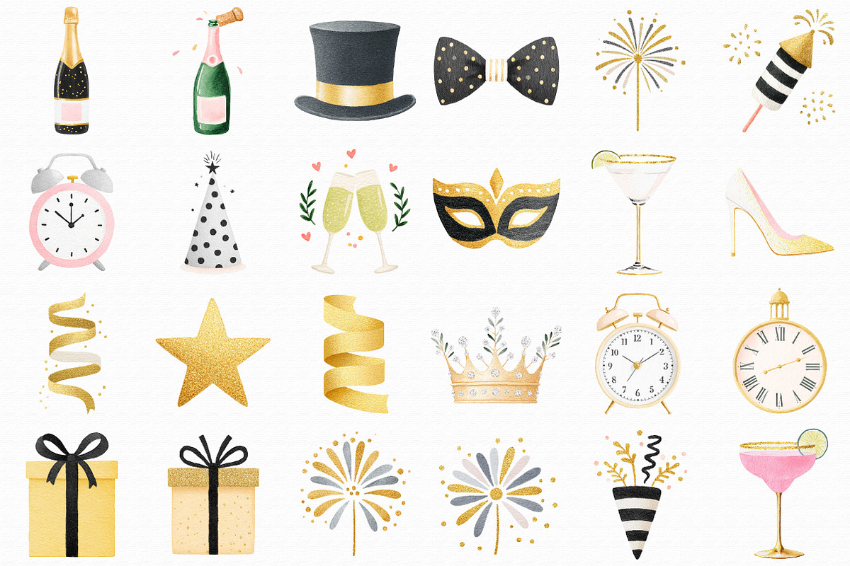 Gold Silver New Year 2026 Clipart, an Illustration by Libby Wishes (Photo 2 of 5)