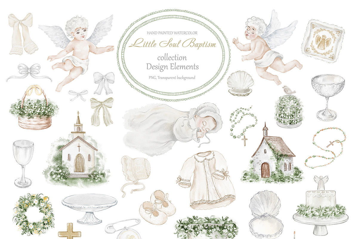 Hand Painted Baptism Watercolor Set, a Background Graphic by LenArt (Photo 18 of 19)