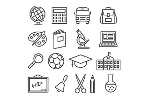 School and Education Line Icons