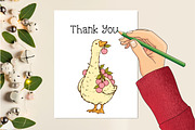 Watercolor Whimsical Cute Goose PNG, an Animal Illustration by Creative Art (Thumbnail 7 of 8)