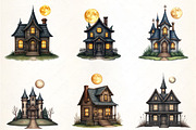 Haunted House with Moon Clipart, an Illustration by CrexoraLab (Thumbnail 4 of 5)