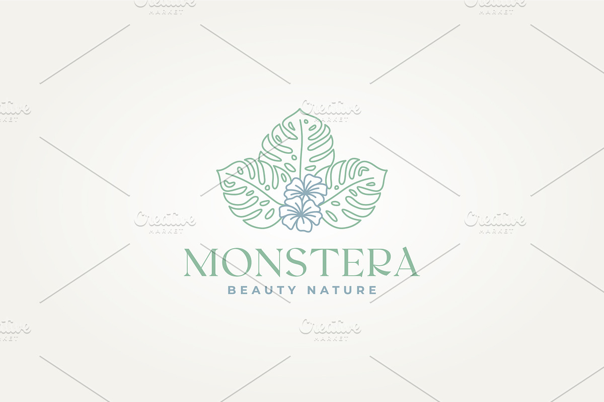 tropical monstera leaves icon logo, a Branding & Logo Template by Blazybone