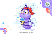 Cool cartoon caterpillar. Tshirt, an Animal Illustration by KENO Mascots (Thumbnail 2 of 4)