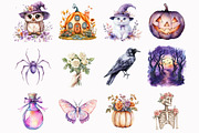 Watercolor Pastel Halloween Clipart, an Illustration by Design Market (Thumbnail 2 of 4)
