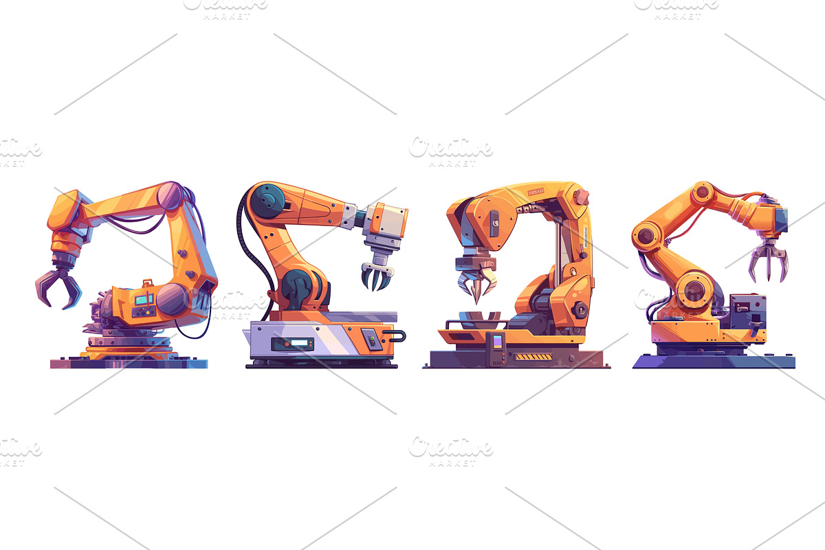 Robotic gripper. Robot arm factory, an Illustration by Stock-Smart-Start