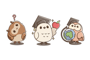 Cartoon school owl with academic, an Education Illustration by art PVP - market