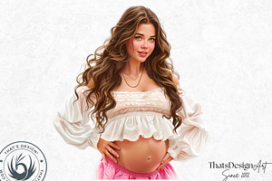 Watercolor Pregnant Woman Clipart Se