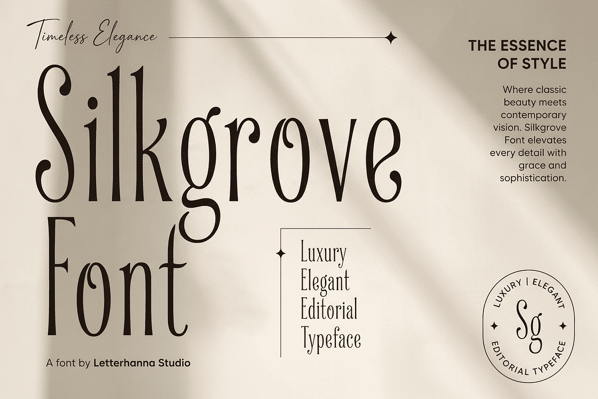 Silkgrove Font, a Serif Font by Letterhanna Studio (Photo 1 of 9)