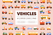 Flat Vehicle Set, a Transportation Illustration by Léo Alexandre (Thumbnail 1 of 5)