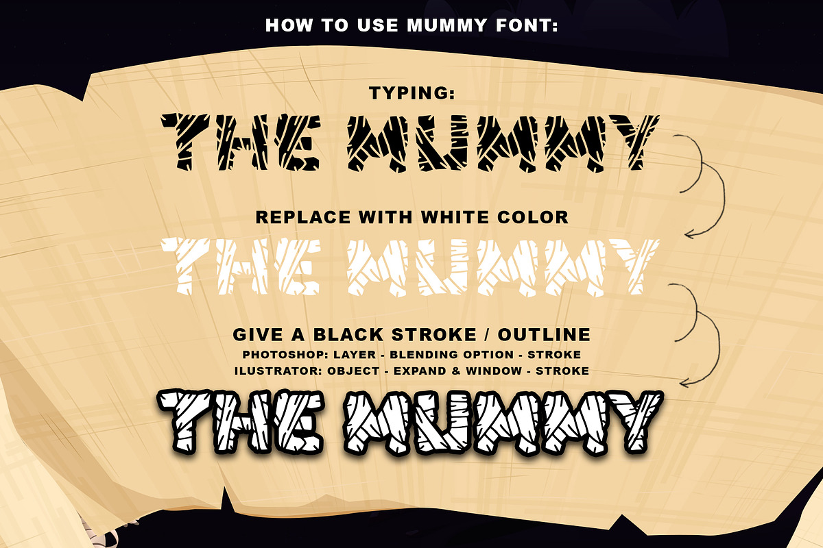 Zombie Mummy, a Font by Letterara (Photo 8 of 10)
