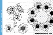 Sunflowers SVG Bundle, a Decorative Illustration by CaraulanStore (Thumbnail 4 of 6)
