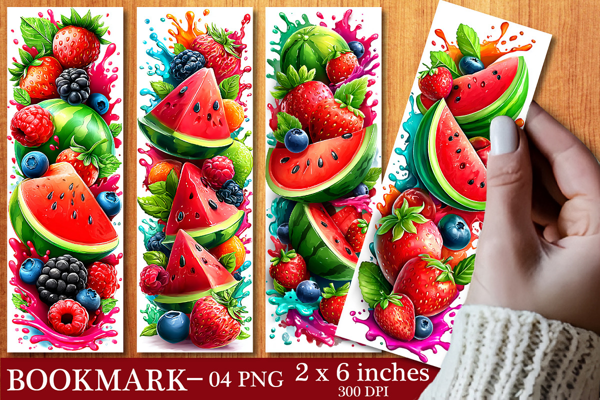 Watermelon Printable Bookmarks, an Illustration by SinaCreation (Photo 1 of 3)