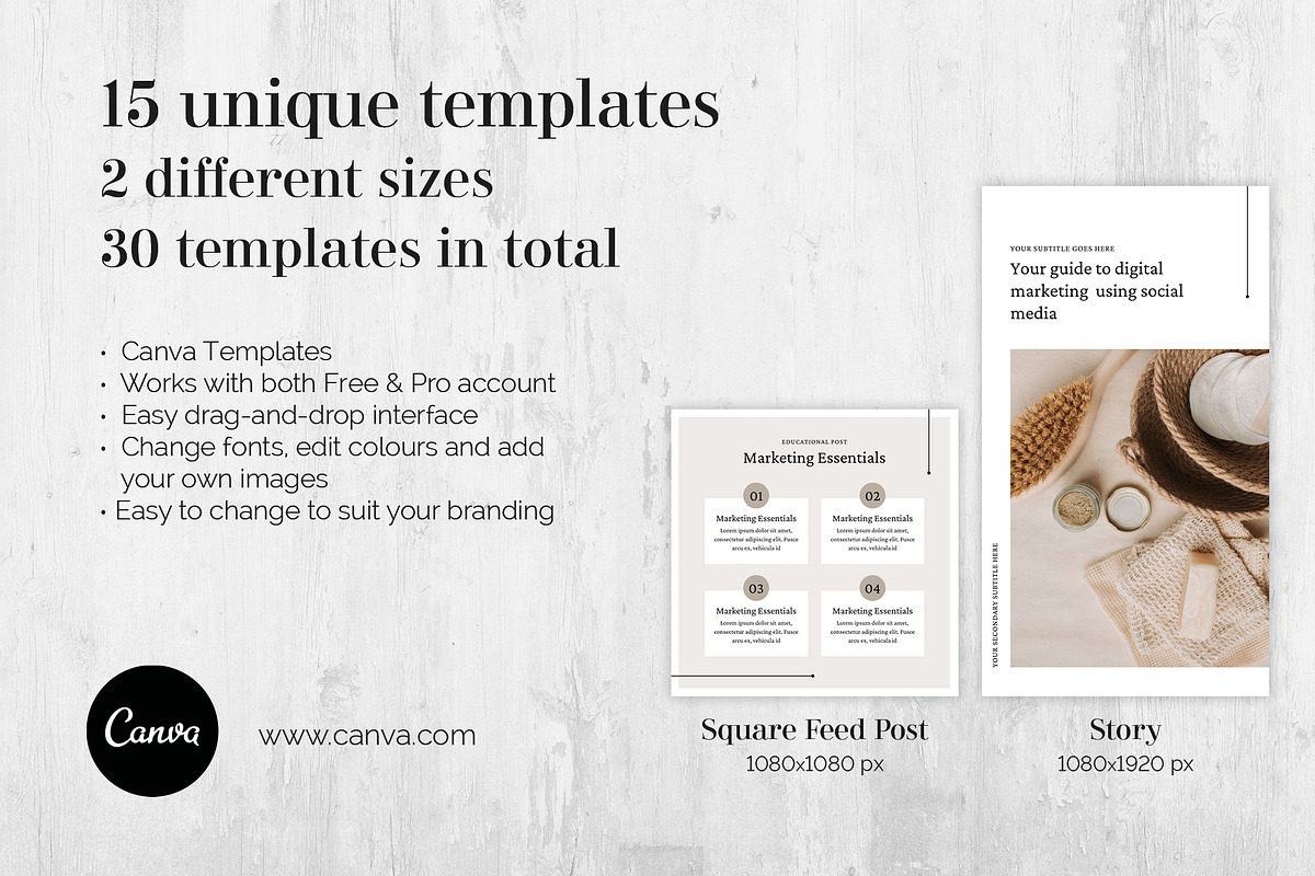15 Instagram Templates for Canva, a Social Media Template by Paperweight Memories (Photo 2 of 8)