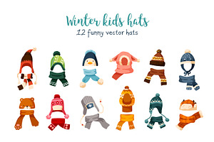 Winter kids hats set, a Decorative Illustration by Good Studio