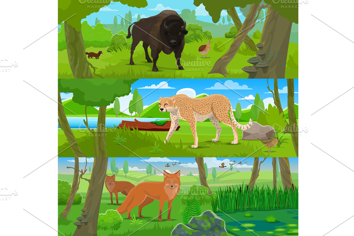 Cartoon wild animals, hunting sport, an Animal Illustration by Vector Tradition