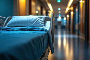 Hospital bed in the corridor, a Photo by AlyaAnd