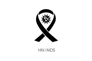 HIV, AIDS Black Glyph Icon