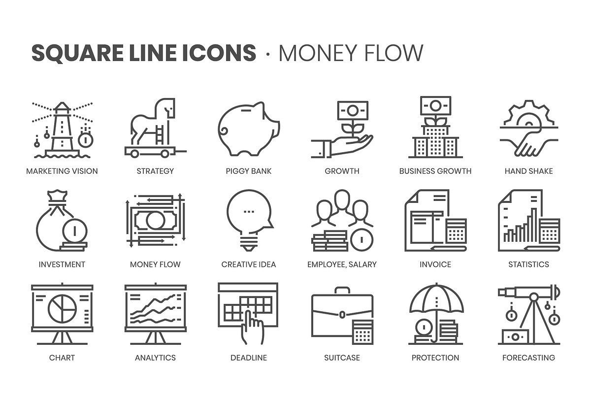 Square line icons, an Outline Icon by Howcolour (Photo 53 of 85)