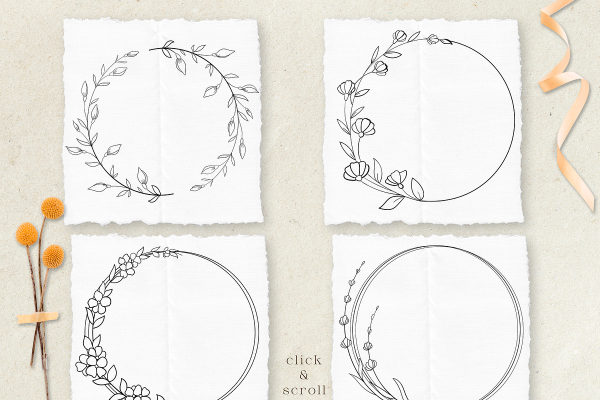 Line Floral Wreaths Collection, an Illustration by Dervik Art Store (Photo 3 of 8)