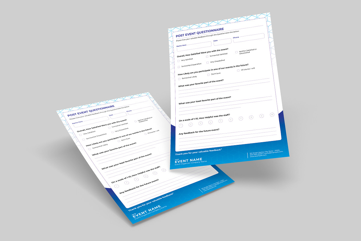 Post Event Questionnaire Template, a Stationery Template by Template Shop