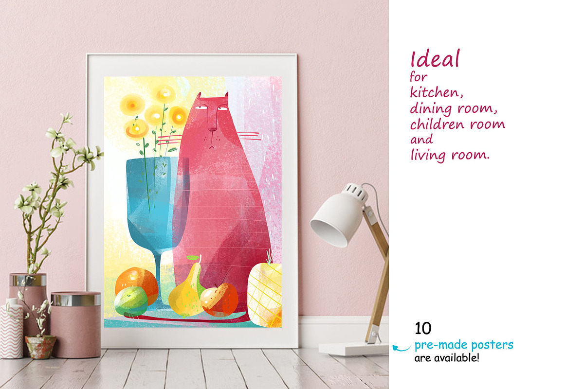 Still Life with Cat - poster creator, an Illustration by Zooza Art (Photo 4 of 10)