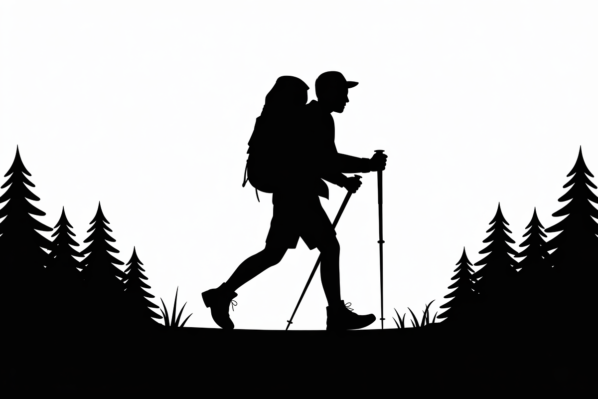 silhouette hiker climbing a mountain, an Illustration by Amazin_art (Photo 7 of 17)