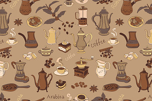 Colored Coffee Seamless Pattern