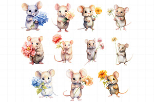 Mouse And Flower Clipart