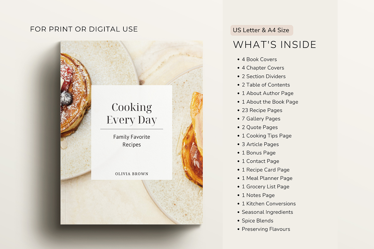 Minimalist Cookbook Template CANVA, a Templates & Theme by OrganizationOasisRo (Photo 4 of 10)