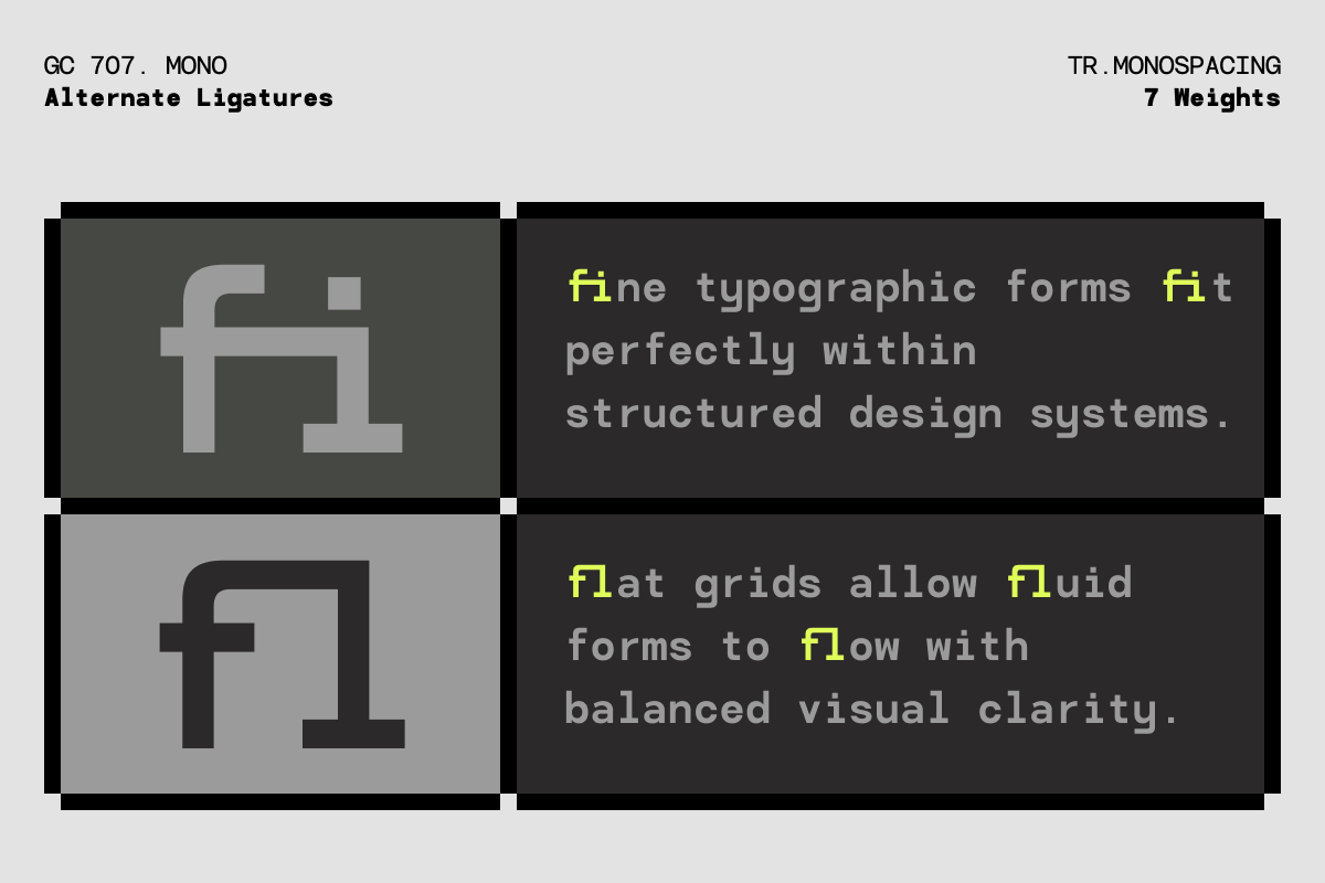GC 707 Mono - Modern Monospace, a Sans Serif Font by Glyphonic (Photo 4 of 16)