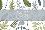 Vector Set Decorative Leaves and Twi, an Object Graphic by EeKayStore (Thumbnail 1 of 2)
