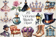 Watercolor Victorian Sketch Clipart, an Illustration by DreamPrint404 (Thumbnail 1 of 6)