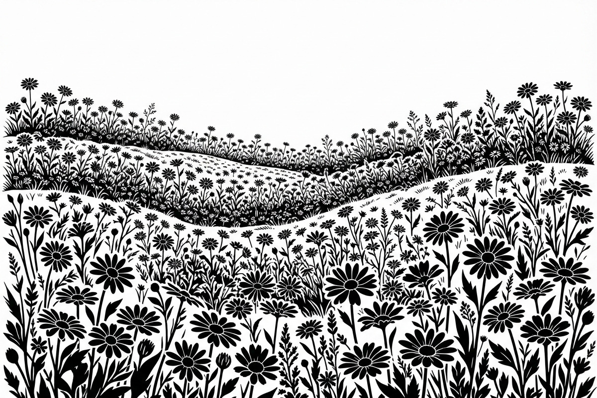 60 Daisy Flower Field Silhouette, a Seasonal Illustration by Amazin_art (Photo 9 of 28)