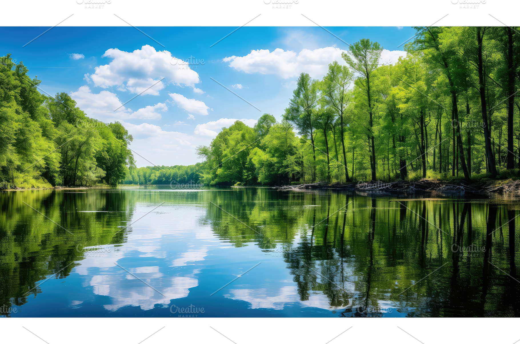 lake spring island pond landscape ai, a Nature Photo by pikepicture