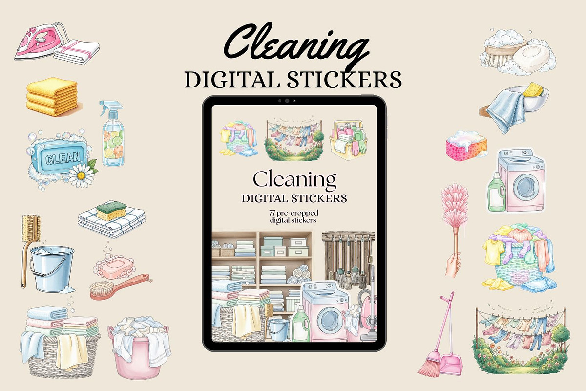 Cleaning Goodnotes Stickers, a Decorative Illustration by ikarifq shop (Photo 1 of 7)