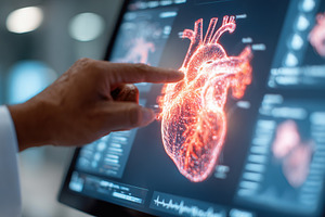 Innovative heart data visualization displayed on a transparent digital screen i, a Technology Photo by AlyaAnd