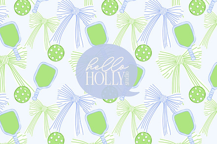 Pickleball Repeat Background Blue, a Pattern Graphic by Hello Holly Studio