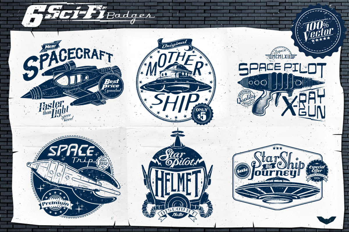 6 Sci-fi Badges, a Branding & Logo Template by PaperBat (Photo 2 of 4)