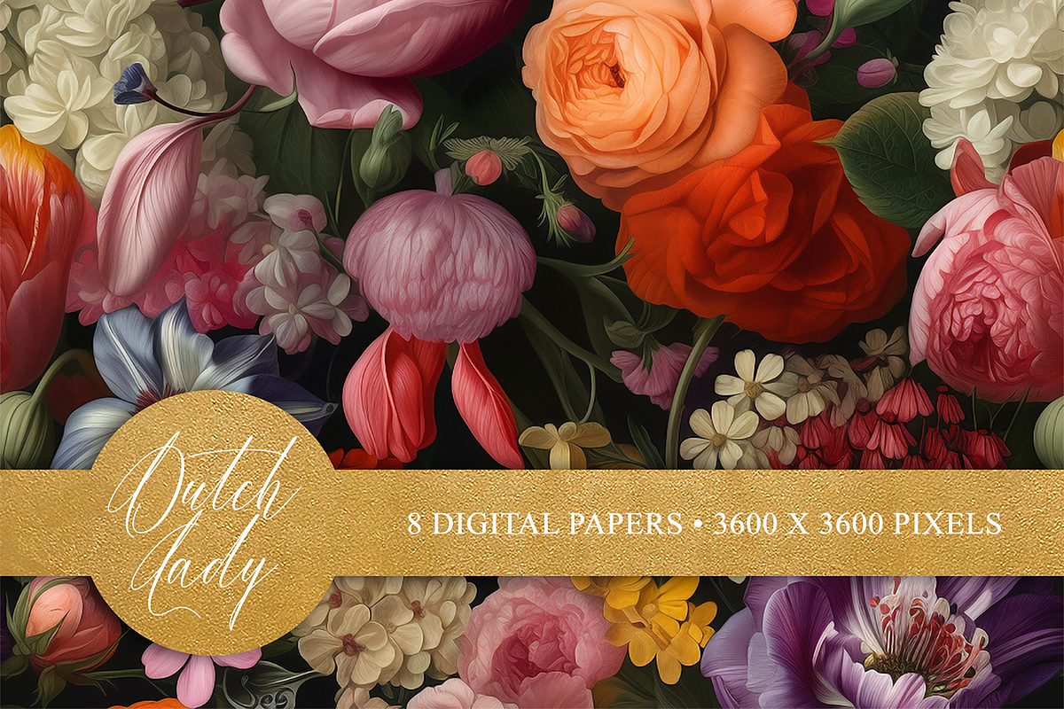 Realistic Flower Wallpaper Patterns, a Pattern Graphic by The Dutch Lady Designs (Photo 2 of 3)