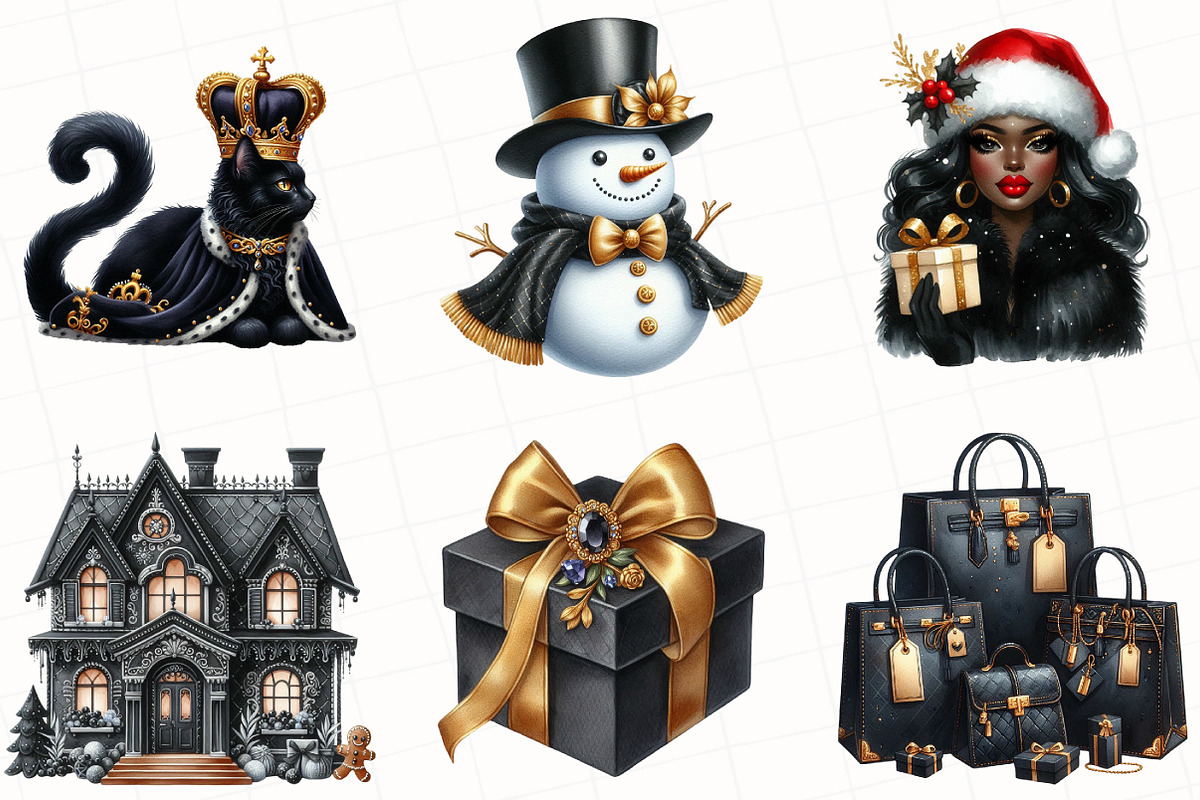 Luxury Black Christmas Clipart, an Illustration by OK Design (Photo 3 of 5)